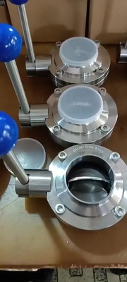Factory Price Customized DN125 DN150  Sanitary manual Pull Handle butterfly valve,SS304&316 stainless steel butterfly valve